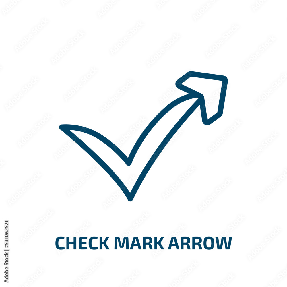 Poster check mark arrow icon from user interface collection. thin linear check mark arrow, arrow, check out