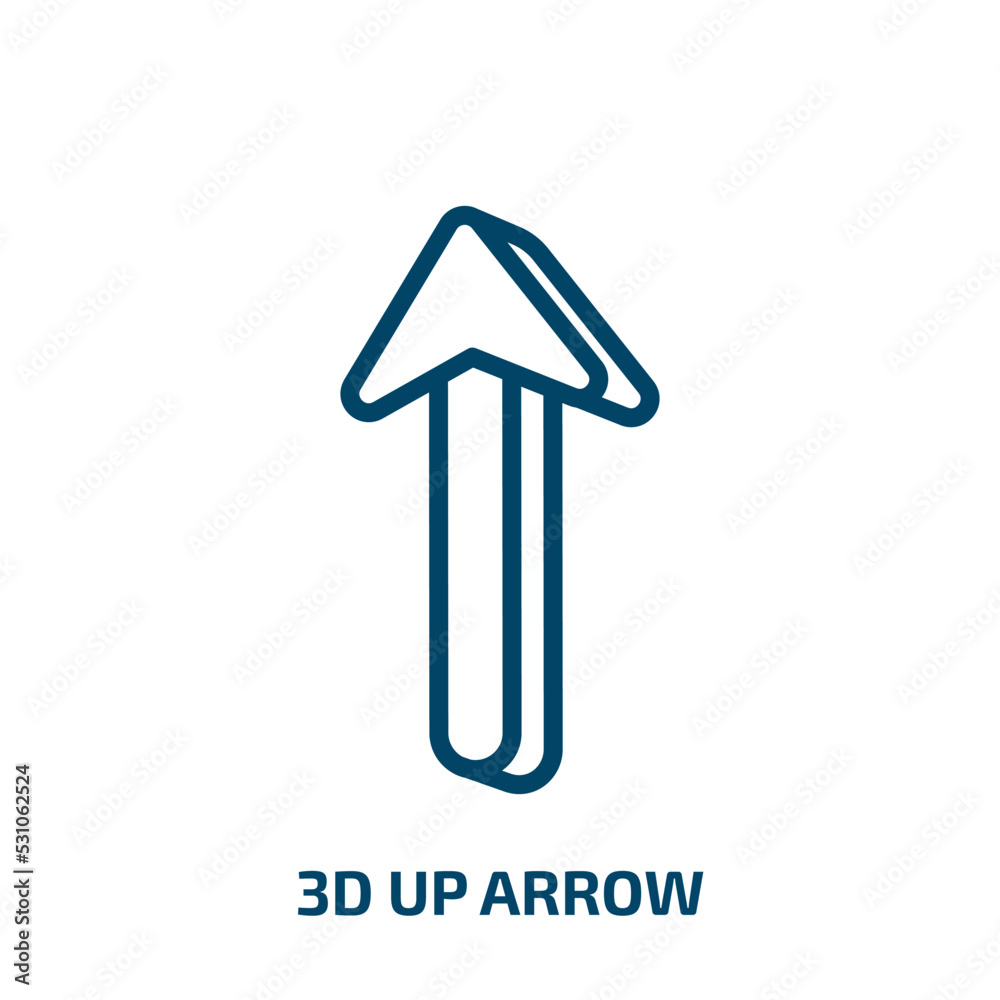 Poster 3d up arrow icon from user interface collection. thin linear 3d up arrow, arrow, down outline icon i
