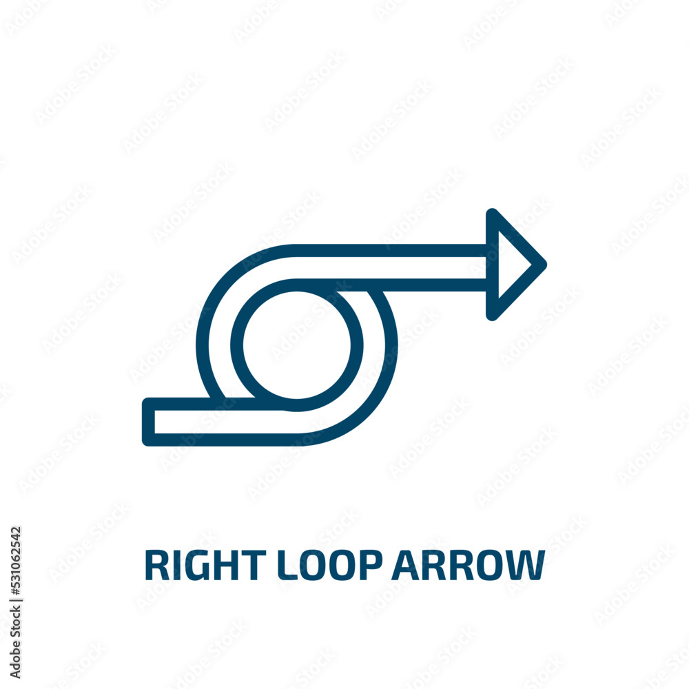 Poster right loop arrow icon from user interface collection. Thin linear right loop arrow, arrow, right outline icon isolated on white background. Line vector right loop arrow sign, symbol for web and mobile