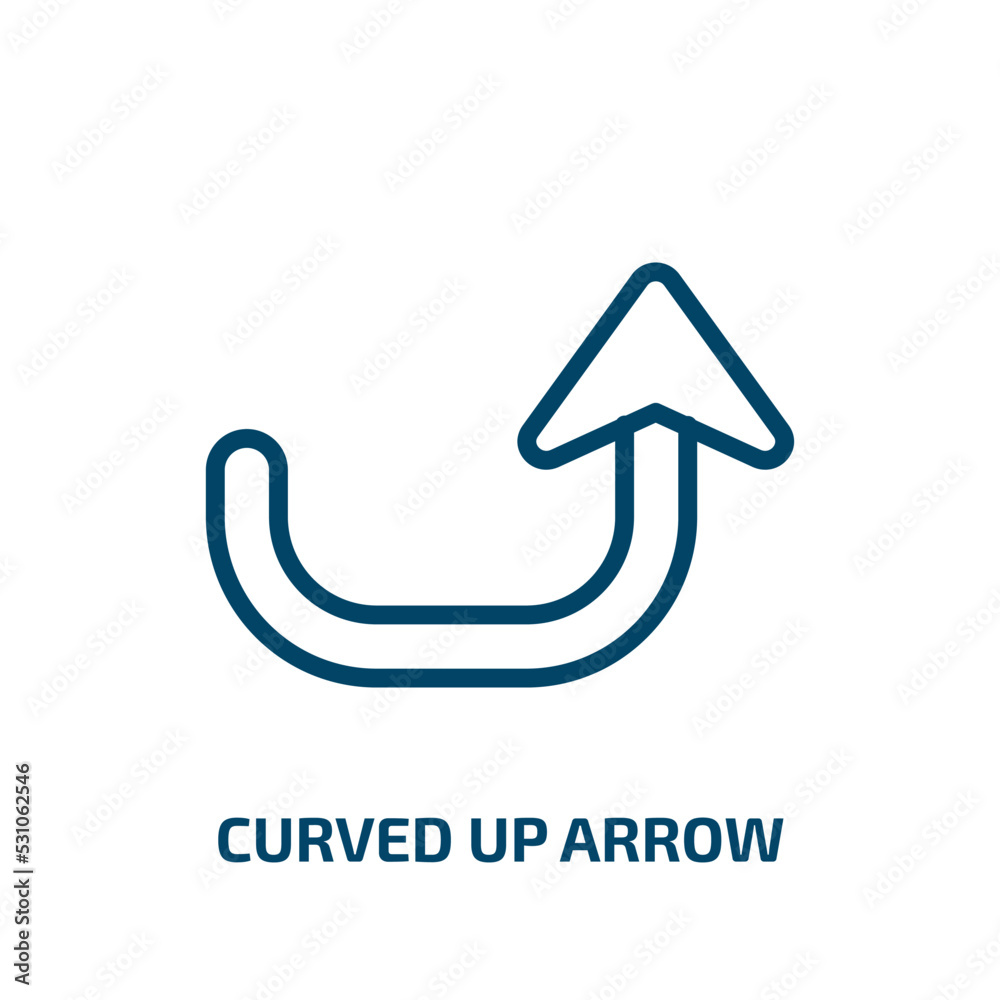 Poster curved up arrow icon from user interface collection. thin linear curved up arrow, pointer, collectio