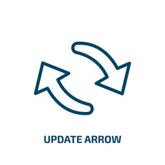 update arrow icon from user interface collection. Thin linear update arrow, update, refresh outline icon isolated on white background. Line vector update arrow sign, symbol for web and mobile