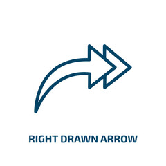 right drawn arrow icon from user interface collection. Thin linear right drawn arrow, down, up outline icon isolated on white background. Line vector right drawn arrow sign, symbol for web and mobile