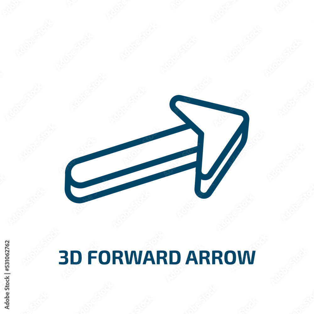 Poster 3d forward arrow icon from user interface collection. thin linear 3d forward arrow, arrow, direction