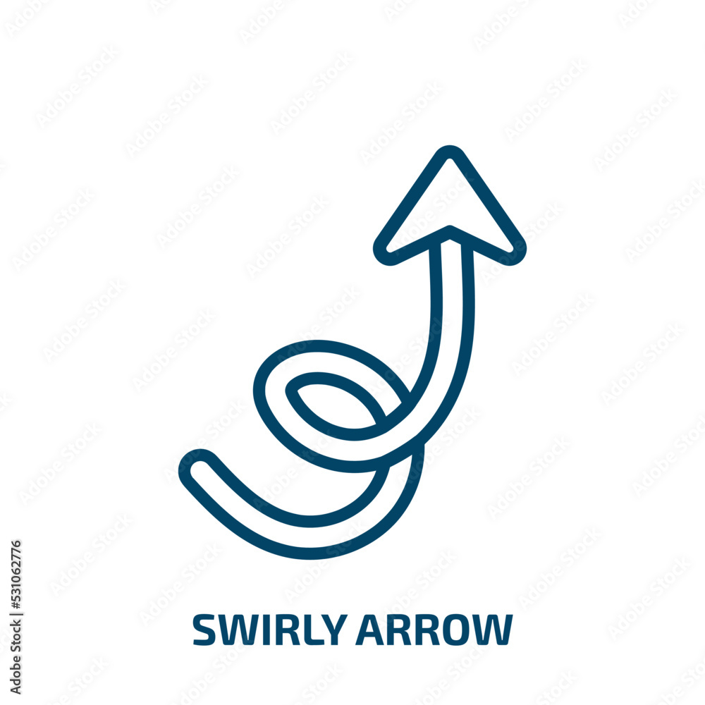 Poster swirly arrow icon from user interface collection. thin linear swirly arrow, swirly, collection outli