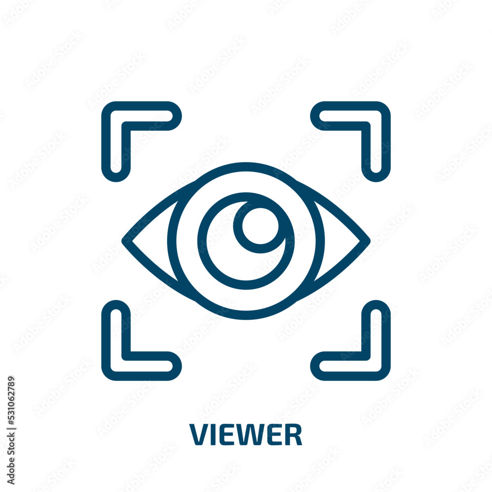 Poster viewer icon from user interface collection. thin linear viewer, button, movie outline icon isolated 