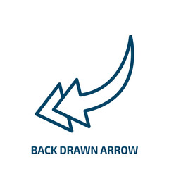 back drawn arrow icon from user interface collection. Thin linear back drawn arrow, arrow, pen outline icon isolated on white background. Line vector back drawn arrow sign, symbol for web and mobile
