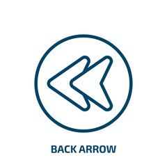 back arrow icon from user interface collection. Thin linear back arrow, arrow, download outline icon isolated on white background. Line vector back arrow sign, symbol for web and mobile