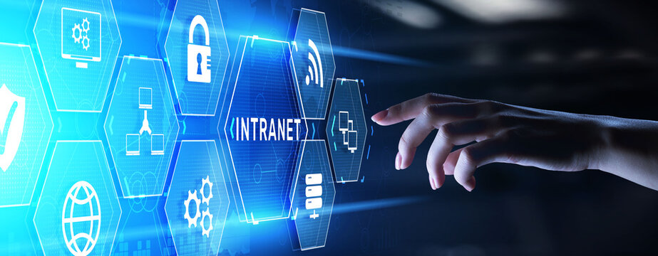 Intranet Corporate communication network Business technology networking concept.