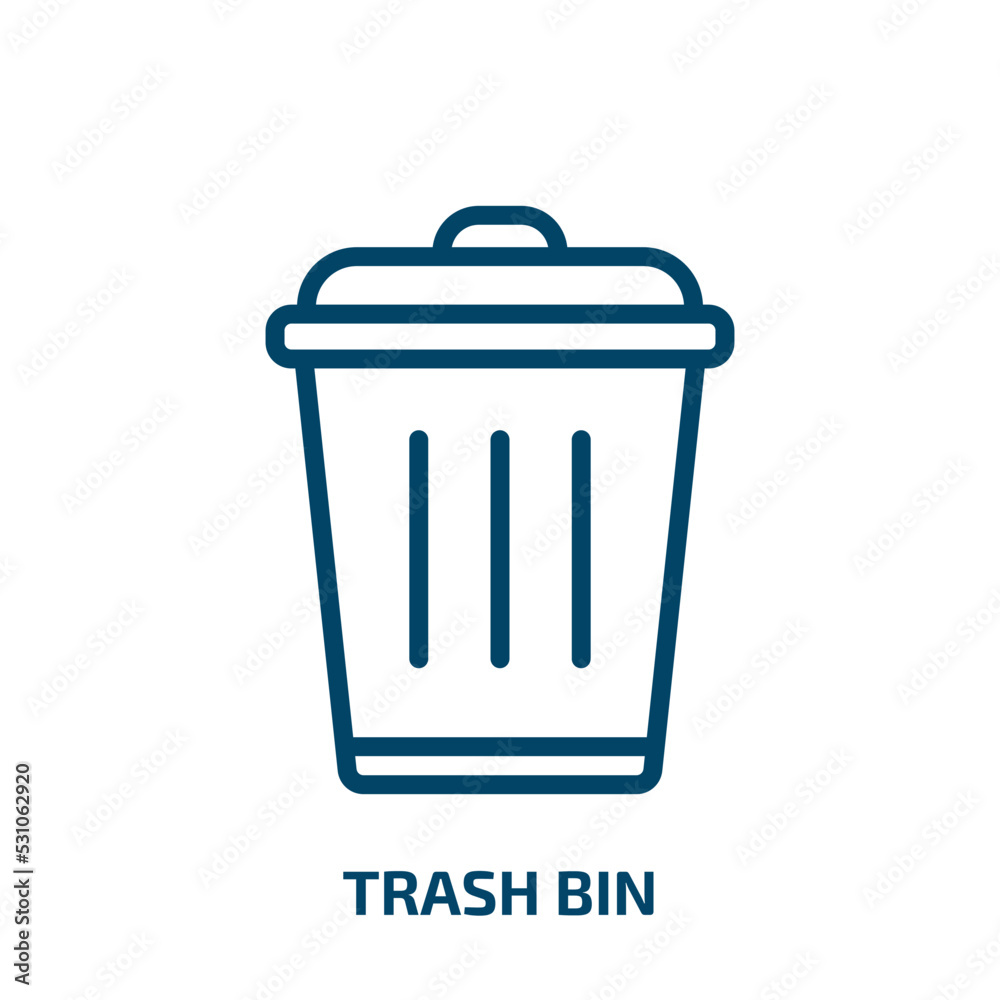 Poster trash bin icon from user interface collection. thin linear trash bin, bin, garbage outline icon isol