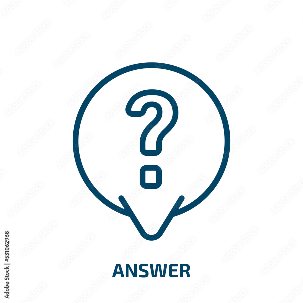 Poster answer icon from user interface collection. thin linear answer, chat, button outline icon isolated o