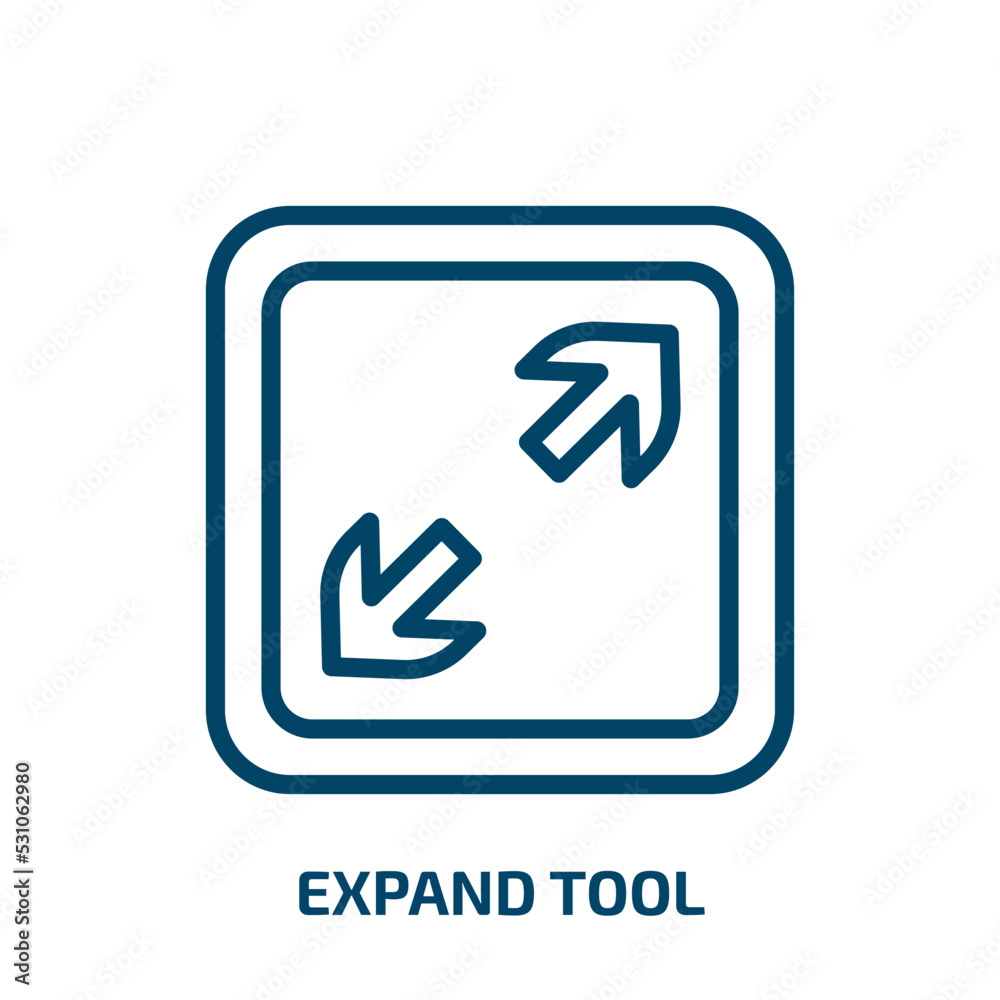 Poster expand tool icon from user interface collection. thin linear expand tool, tool, expand outline icon 