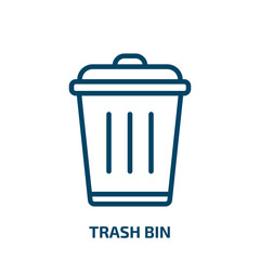 trash bin icon from user interface collection. Thin linear trash bin, bin, garbage outline icon isolated on white background. Line vector trash bin sign, symbol for web and mobile
