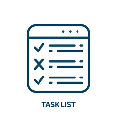 task list icon from user interface collection. Thin linear task list, list, task outline icon isolated on white background. Line vector task list sign, symbol for web and mobile