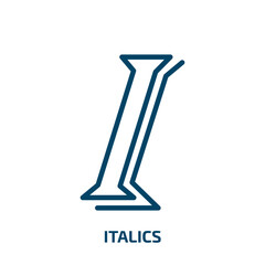 italics icon from user interface collection. Thin linear italics, italic, letter outline icon isolated on white background. Line vector italics sign, symbol for web and mobile