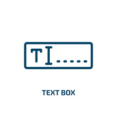 text box icon from user interface collection. Thin linear text box, talk, text outline icon isolated on white background. Line vector text box sign, symbol for web and mobile