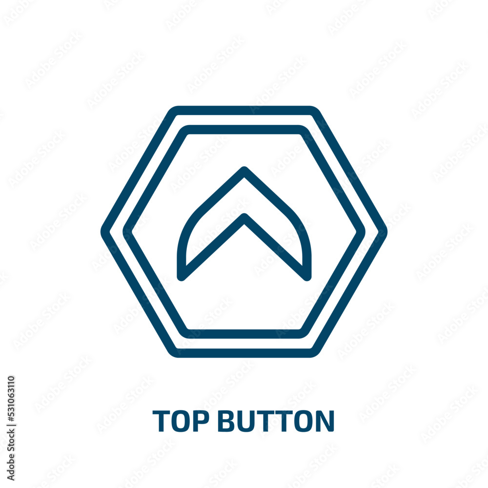 Poster top button icon from user interface collection. thin linear top button, top, button outline icon iso