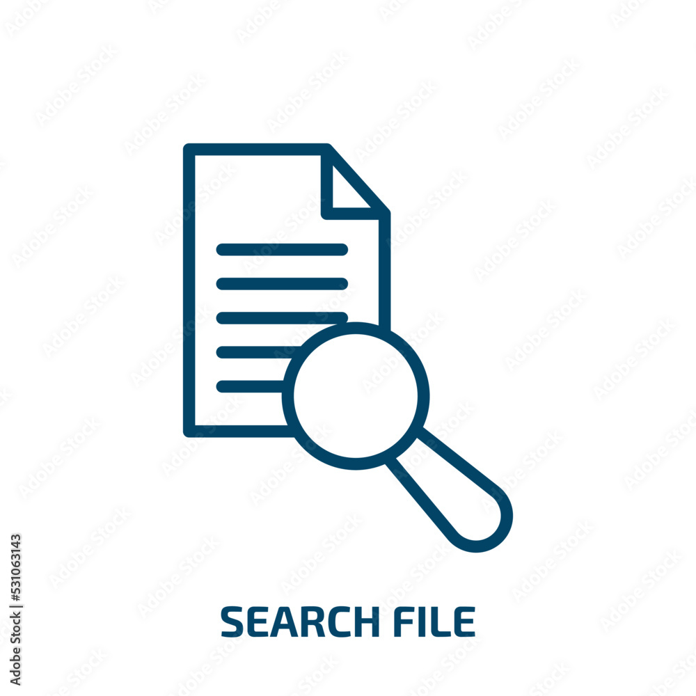 Poster search file icon from user interface collection. thin linear search file, search, document outline i
