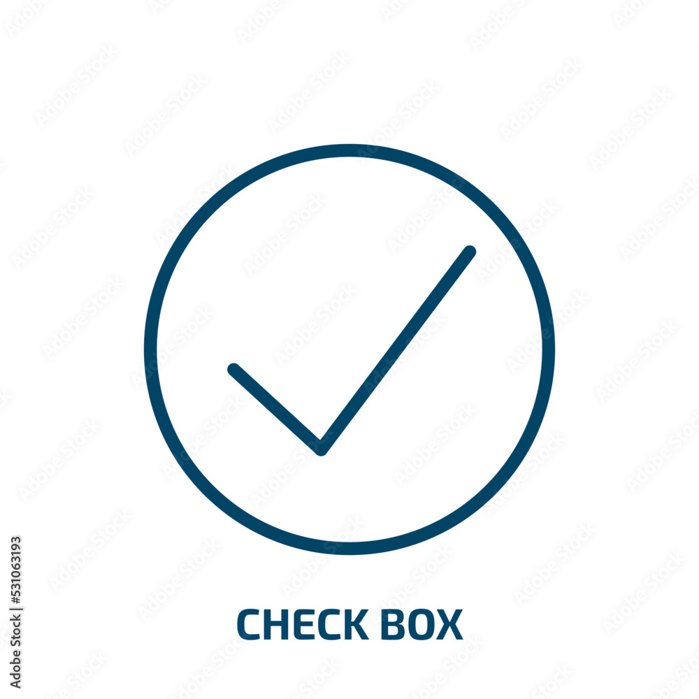 Poster check box icon from user interface collection. thin linear check box, correct, ok outline icon isola