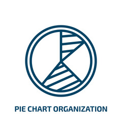 pie chart organization icon from user interface collection. Thin linear pie chart organization, pie, presentation outline icon isolated on white background. Line vector pie chart organization sign,