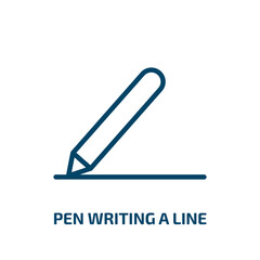 Obraz premium pen writing a line icon from user interface collection. Thin linear pen writing a line, pen, office outline icon isolated on white background. Line vector pen writing a line sign, symbol for web and