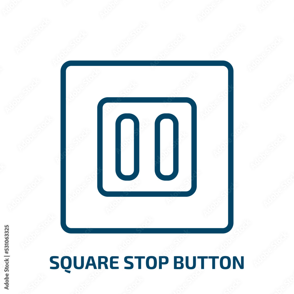 Poster square stop button icon from user interface collection. thin linear square stop button, square, stop