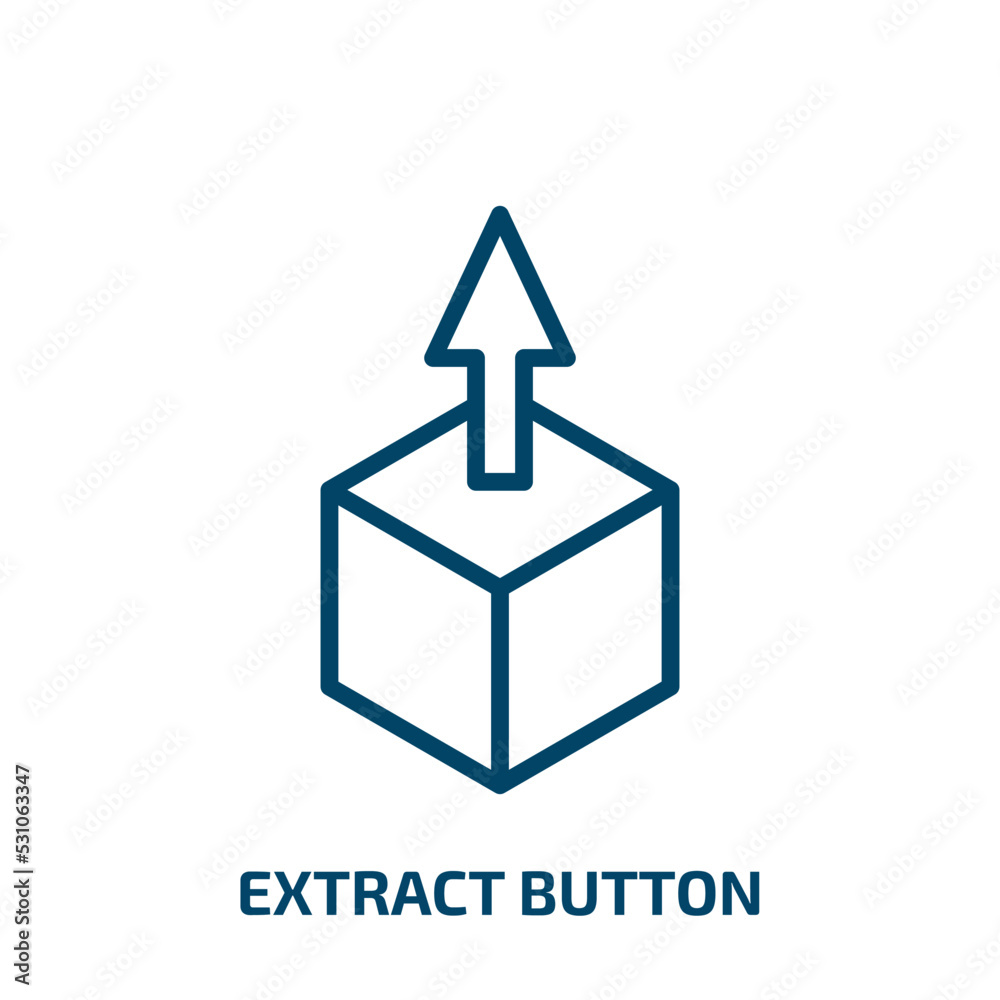 Poster extract button icon from user interface collection. thin linear extract button, button, extraction o