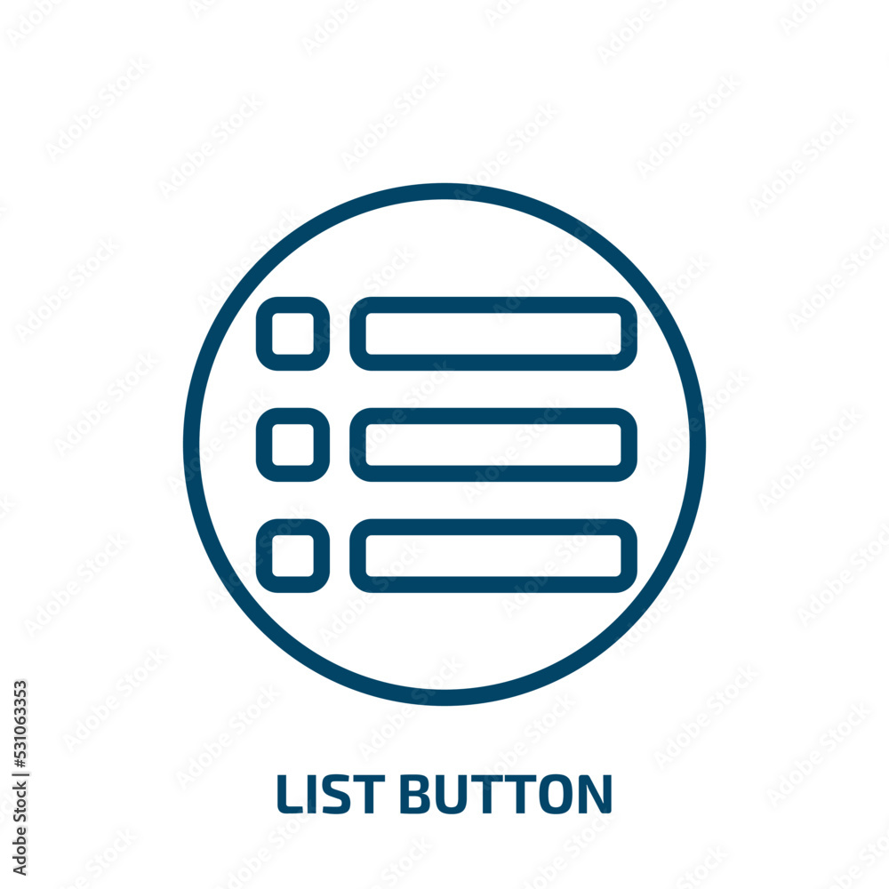 Poster list button icon from user interface collection. Thin linear list button, button, list outline icon isolated on white background. Line vector list button sign, symbol for web and mobile