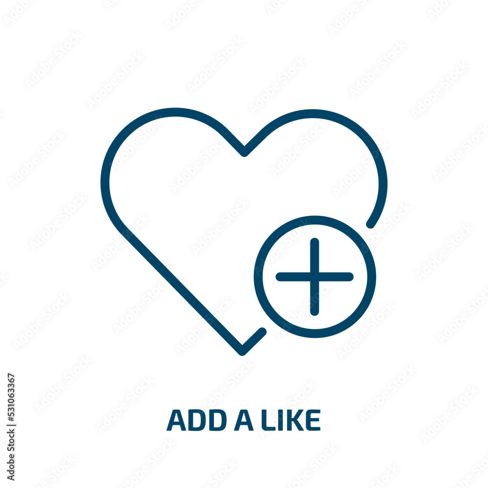 Poster add a like icon from user interface collection. thin linear add a like, add, like outline icon isola