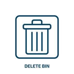delete bin icon from user interface collection. Thin linear delete bin, bin, delete outline icon isolated on white background. Line vector delete bin sign, symbol for web and mobile
