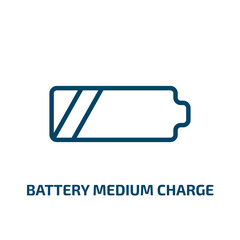 battery medium charge icon from user interface collection. Thin linear battery medium charge, indicator, energy outline icon isolated on white background. Line vector battery medium charge sign,
