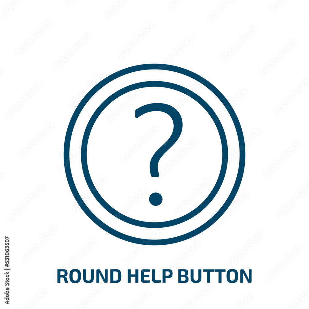 Poster round help button icon from user interface collection. thin linear round help button, button, help o