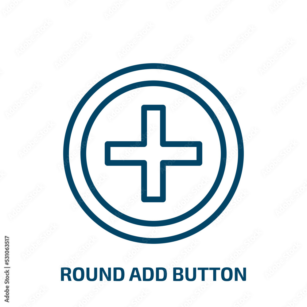 Poster round add button icon from user interface collection. thin linear round add button, button, add outl