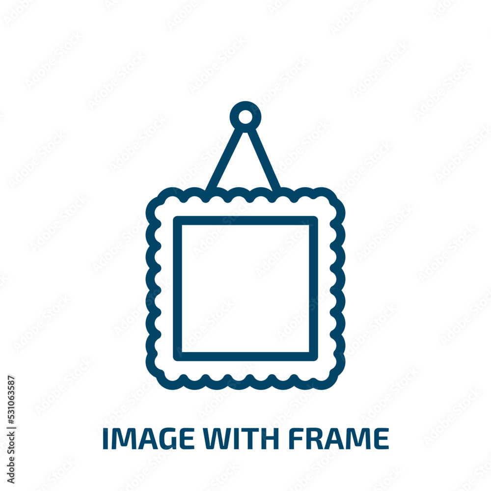 Poster image with frame icon from user interface collection. thin linear image with frame, frame, button ou