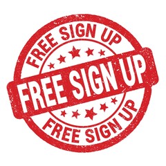 FREE SIGN UP text written on red round stamp sign.