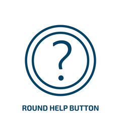 round help button icon from user interface collection. Thin linear round help button, button, help outline icon isolated on white background. Line vector round help button sign, symbol for web and