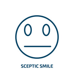 sceptic smile icon from user interface collection. Thin linear sceptic smile, happy, smile outline icon isolated on white background. Line vector sceptic smile sign, symbol for web and mobile