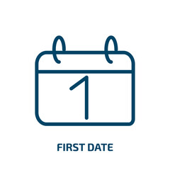 first date icon from user interface collection. Thin linear first date, date, year outline icon isolated on white background. Line vector first date sign, symbol for web and mobile