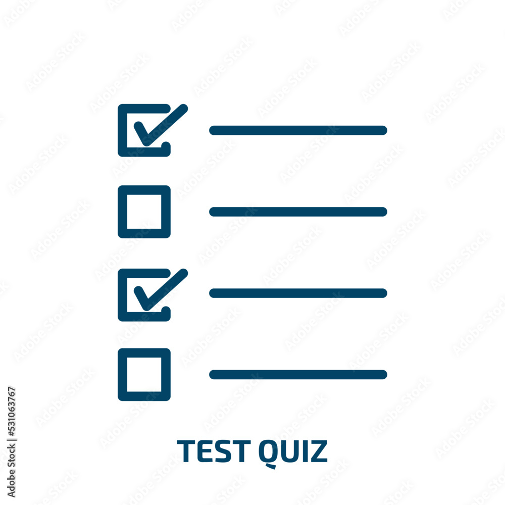 Poster test quiz icon from user interface collection. thin linear test quiz, quiz, test outline icon isolat