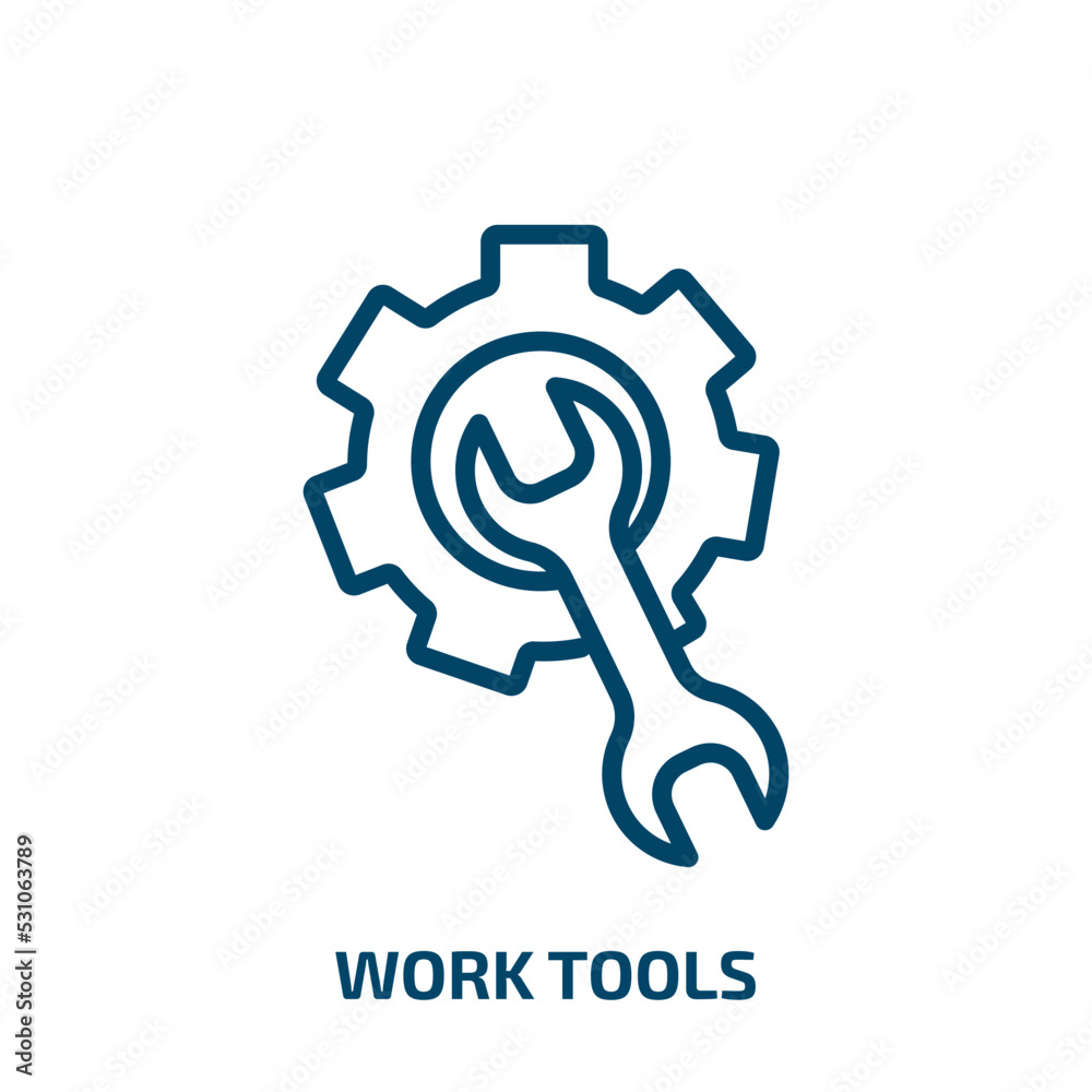 Poster work tools icon from user interface collection. thin linear work tools, work, tool outline icon isol