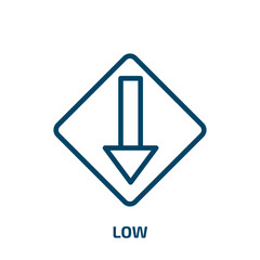low icon from user interface collection. Thin linear low, energy, battery outline icon isolated on white background. Line vector low sign, symbol for web and mobile