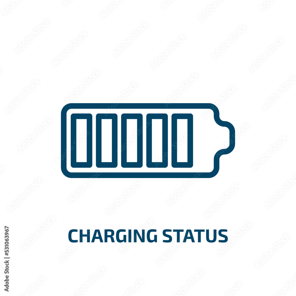 Poster charging status icon from user interface collection. thin linear charging status, battery, empty out