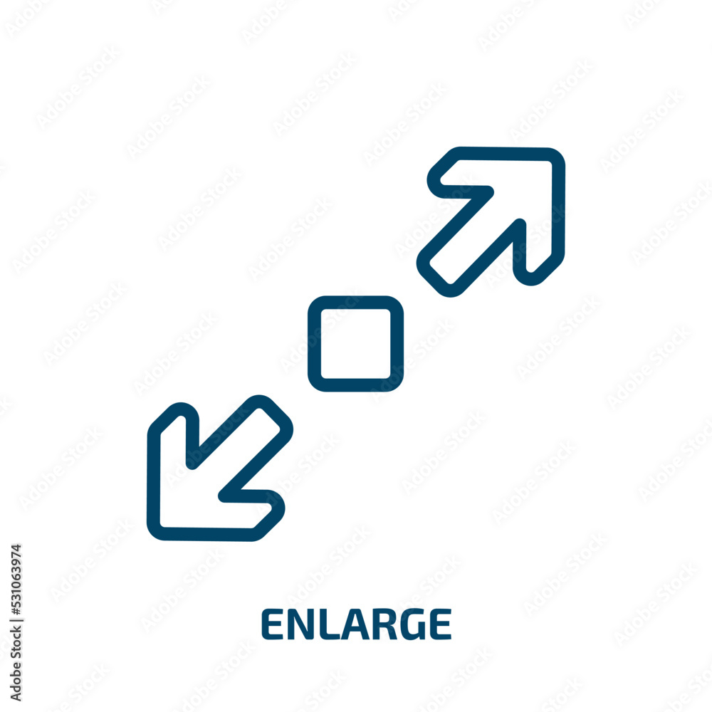 Poster enlarge icon from user interface collection. thin linear enlarge, view, magnifying outline icon isol