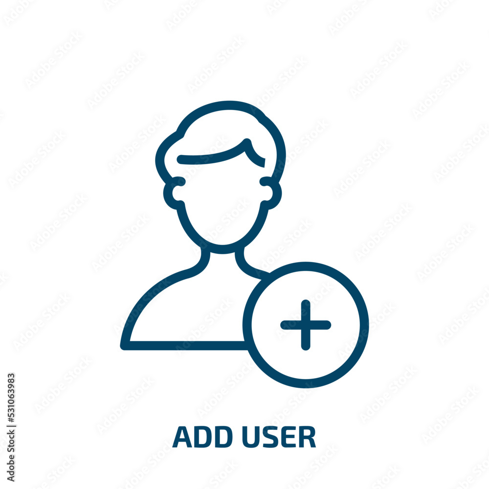 Poster add user icon from user interface collection. thin linear add user, add, user outline icon isolated 