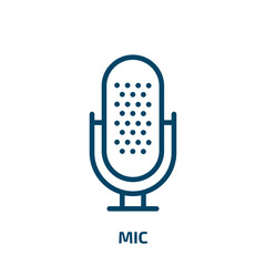 mic icon from user interface collection. Thin linear mic, voice, sound outline icon isolated on white background. Line vector mic sign, symbol for web and mobile