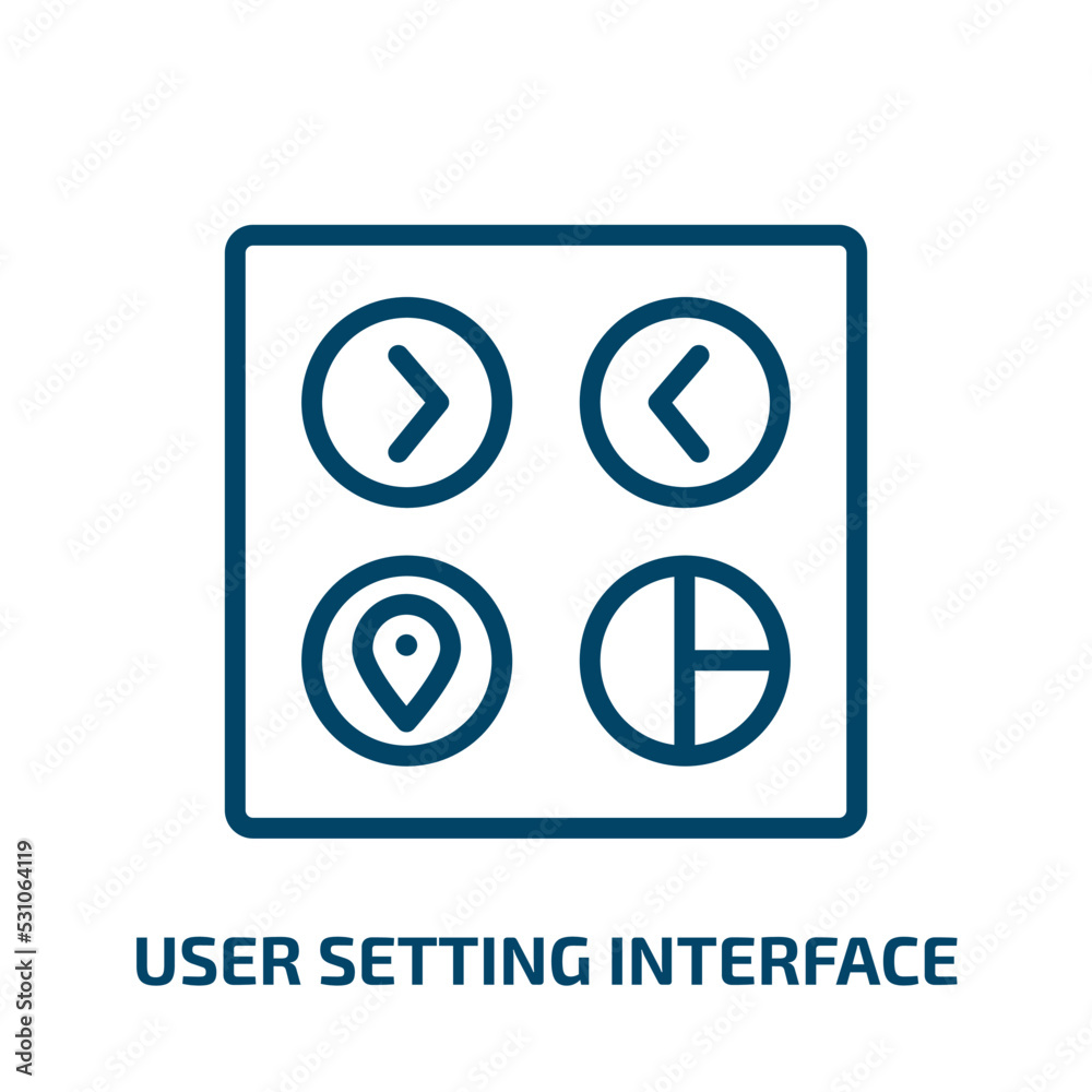 Poster user setting interface icon from user interface collection. thin linear user setting interface, inte