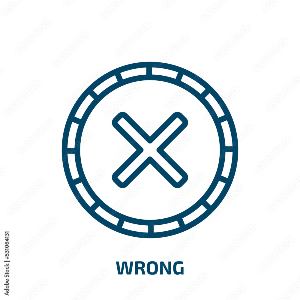 Poster wrong icon from user interface collection. thin linear wrong, no, reject outline icon isolated on wh