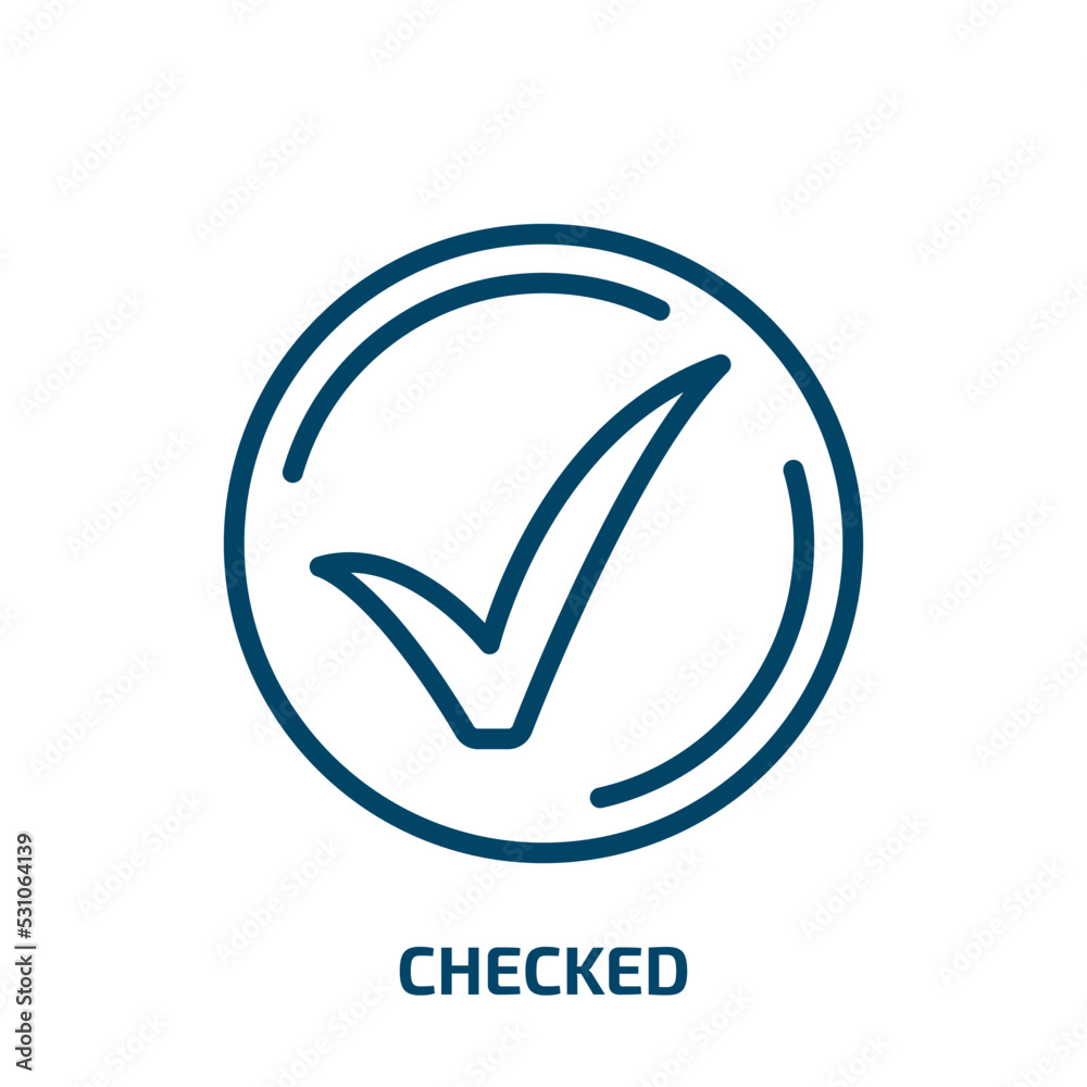 Poster checked icon from user interface collection. thin linear checked, check, checkmark outline icon isol