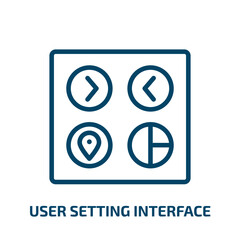user setting interface icon from user interface collection. Thin linear user setting interface, interface, button outline icon isolated on white background. Line vector user setting interface sign,