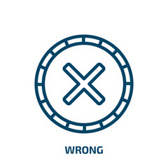 wrong icon from user interface collection. Thin linear wrong, no, reject outline icon isolated on white background. Line vector wrong sign, symbol for web and mobile