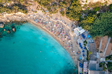 Fototapeta premium Paradise bay beach on a sunset, Malta
